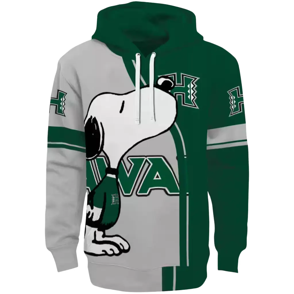 hawaii rainbow warriors playful snoopy green hoodie best selling hawaii rainbow warriors playful snoopy green hoodie best selling