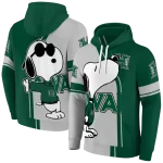 hawaii rainbow warriors playful snoopy green hoodie best selling