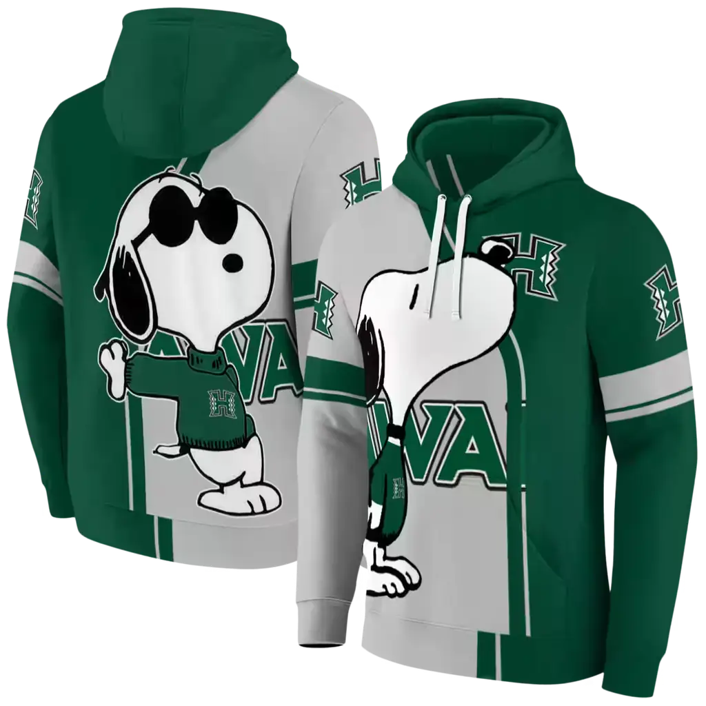 hawaii rainbow warriors playful snoopy green hoodie fashion forward hawaii rainbow warriors playful snoopy green hoodie fashion forward