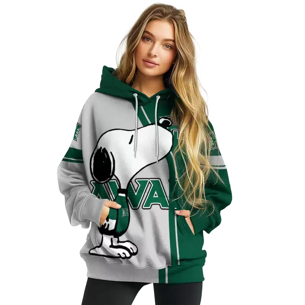 hawaii rainbow warriors playful snoopy green hoodie high quality hawaii rainbow warriors playful snoopy green hoodie high quality