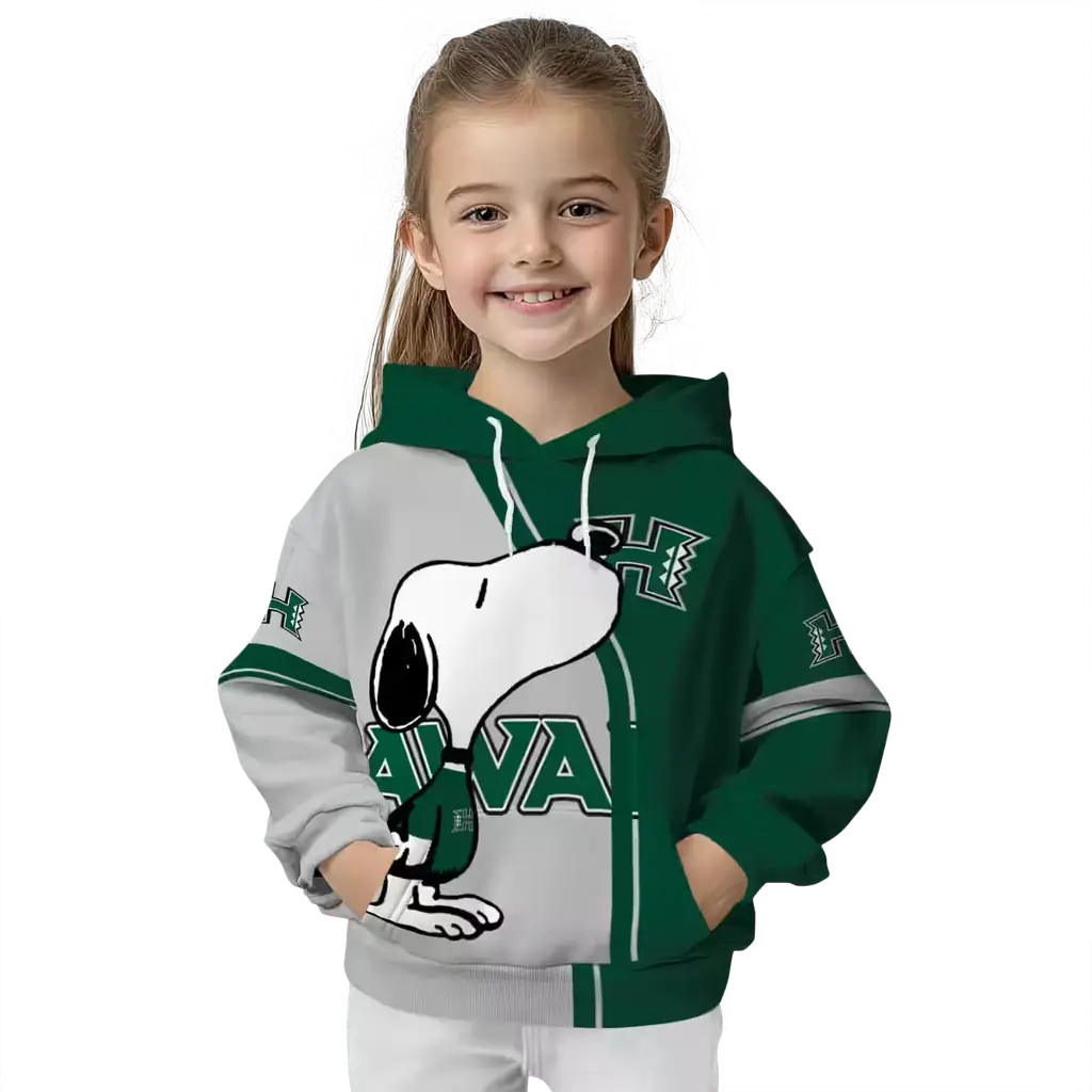 hawaii rainbow warriors playful snoopy green hoodie top rated hawaii rainbow warriors playful snoopy green hoodie top rated