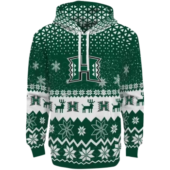 hawaii rainbow warriors reindeer motif green hoodie best selling