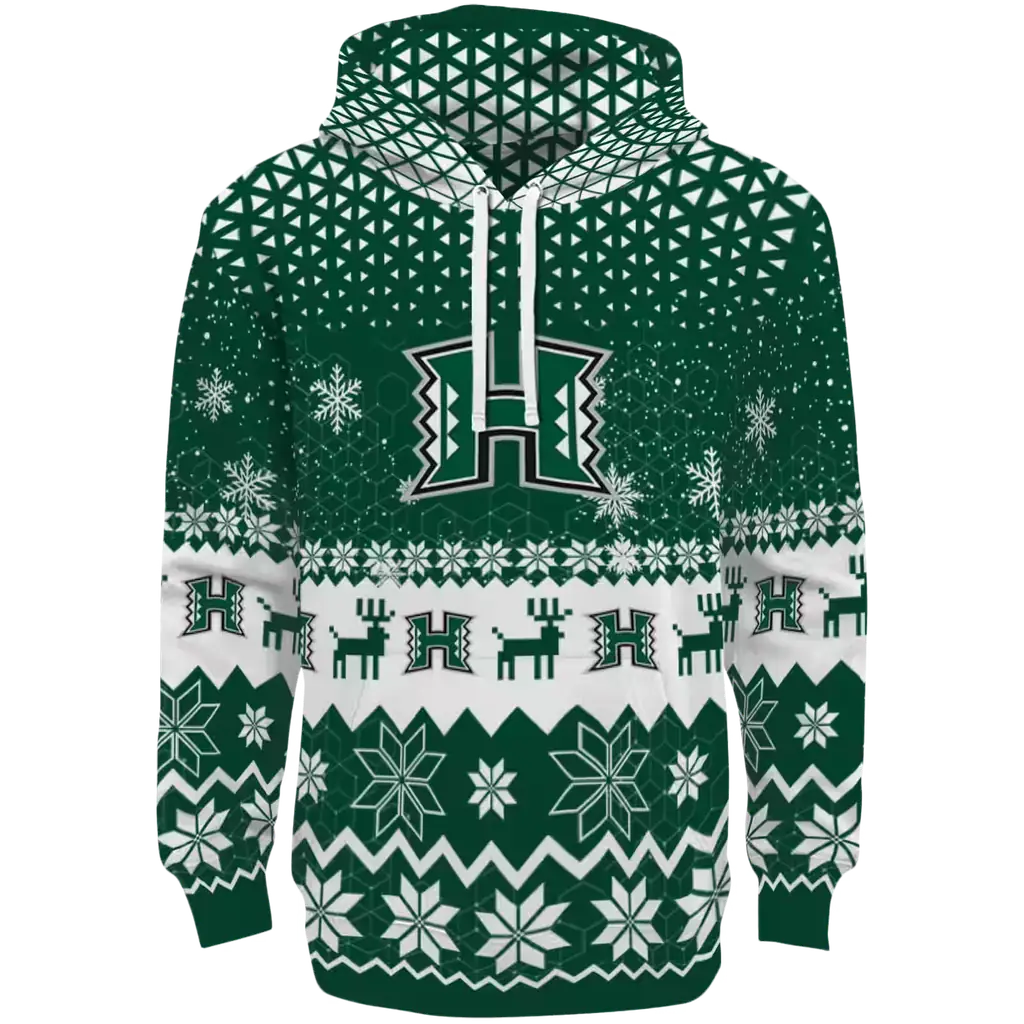 hawaii rainbow warriors reindeer motif green hoodie best selling hawaii rainbow warriors reindeer motif green hoodie best selling