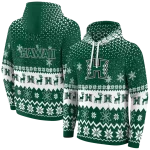 hawaii rainbow warriors reindeer motif green hoodie best selling