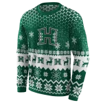 hawaii rainbow warriors reindeer motif green hoodie best selling