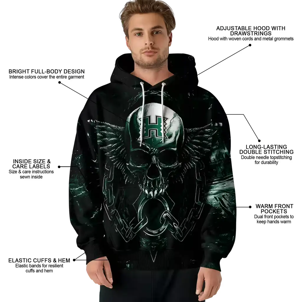 hawaii rainbow warriors skull artwork green black hoodie latest model hawaii rainbow warriors skull artwork green black hoodie latest model