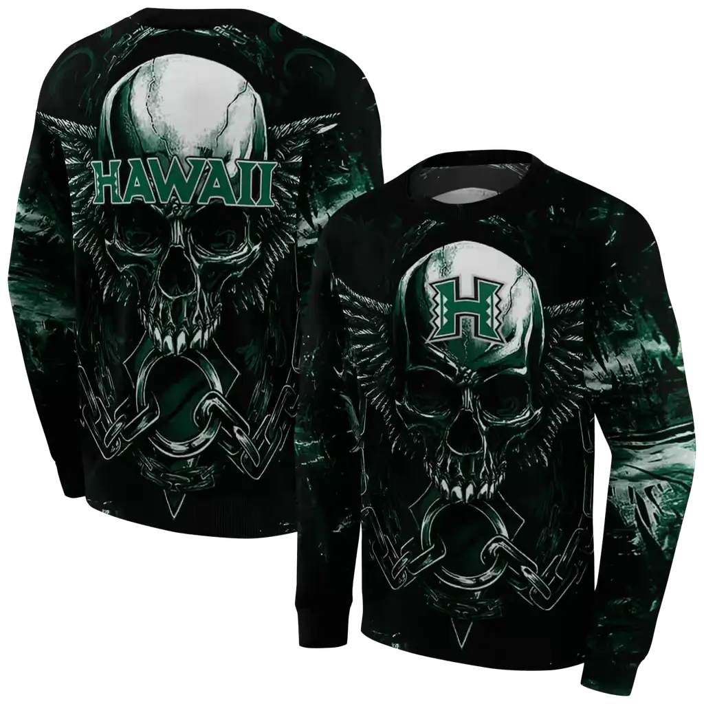 hawaii rainbow warriors skull artwork green black hoodie premium grade hawaii rainbow warriors skull artwork green black hoodie premium grade