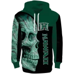 hawaii rainbow warriors skull motif green black hoodie best selling