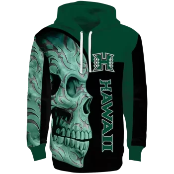hawaii rainbow warriors skull motif green black hoodie best selling