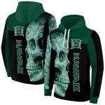 hawaii rainbow warriors skull motif green black hoodie best selling