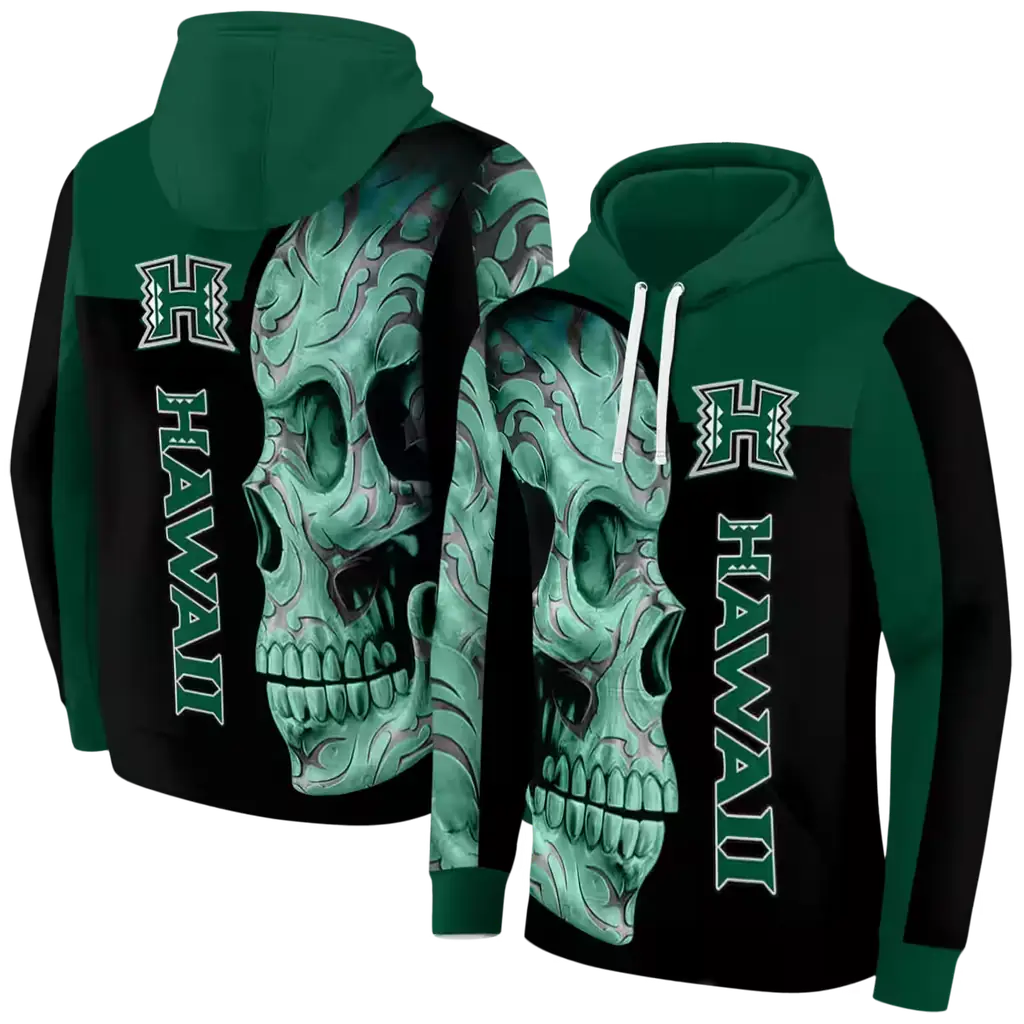 hawaii rainbow warriors skull motif green black hoodie fashion forward hawaii rainbow warriors skull motif green black hoodie fashion forward