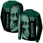 hawaii rainbow warriors skull motif green black hoodie best selling