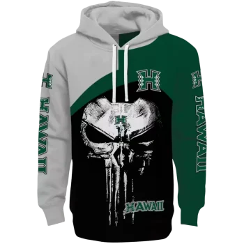 hawaii rainbow warriors skull punisher silver black hoodie best selling