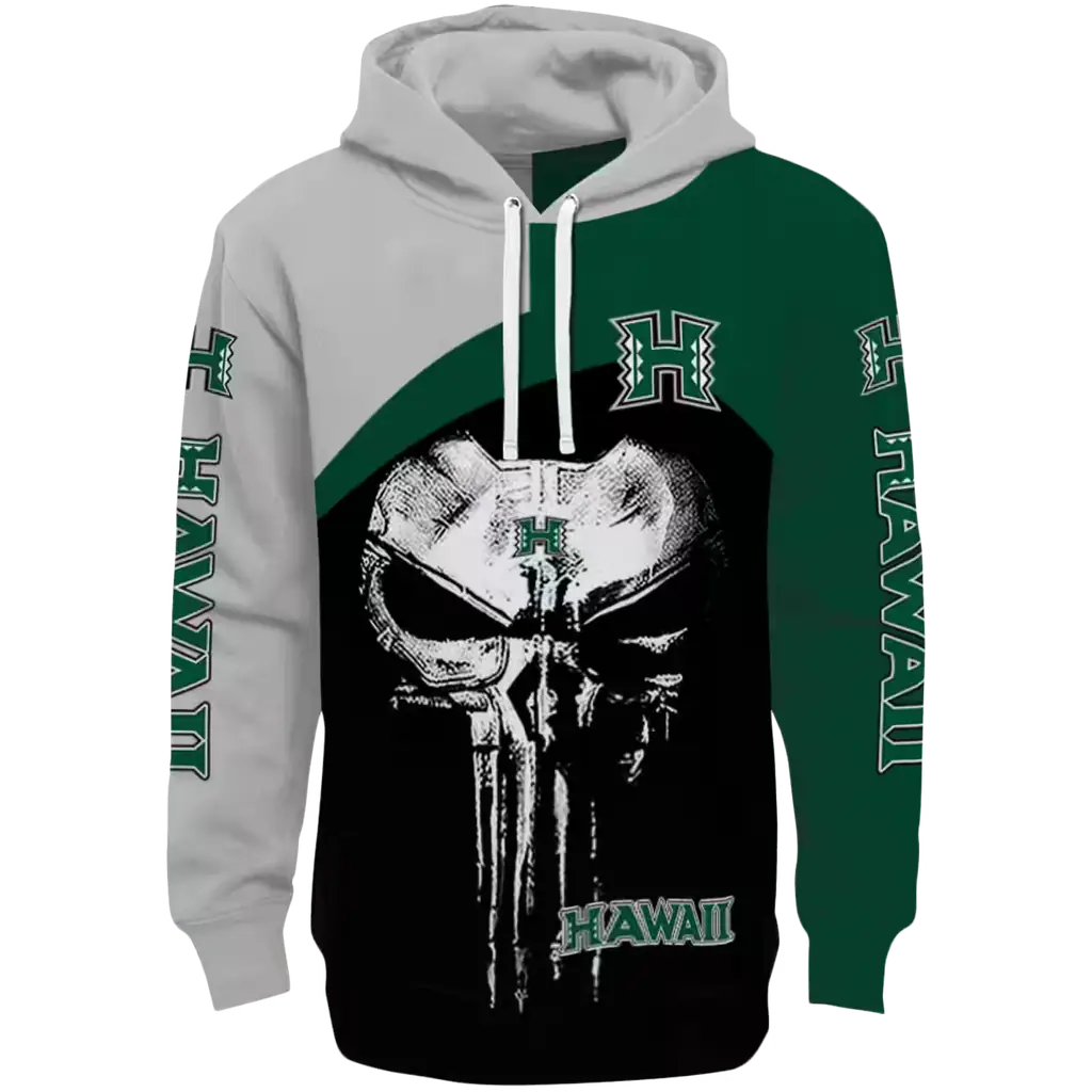 hawaii rainbow warriors skull punisher silver black hoodie best selling hawaii rainbow warriors skull punisher silver black hoodie best selling