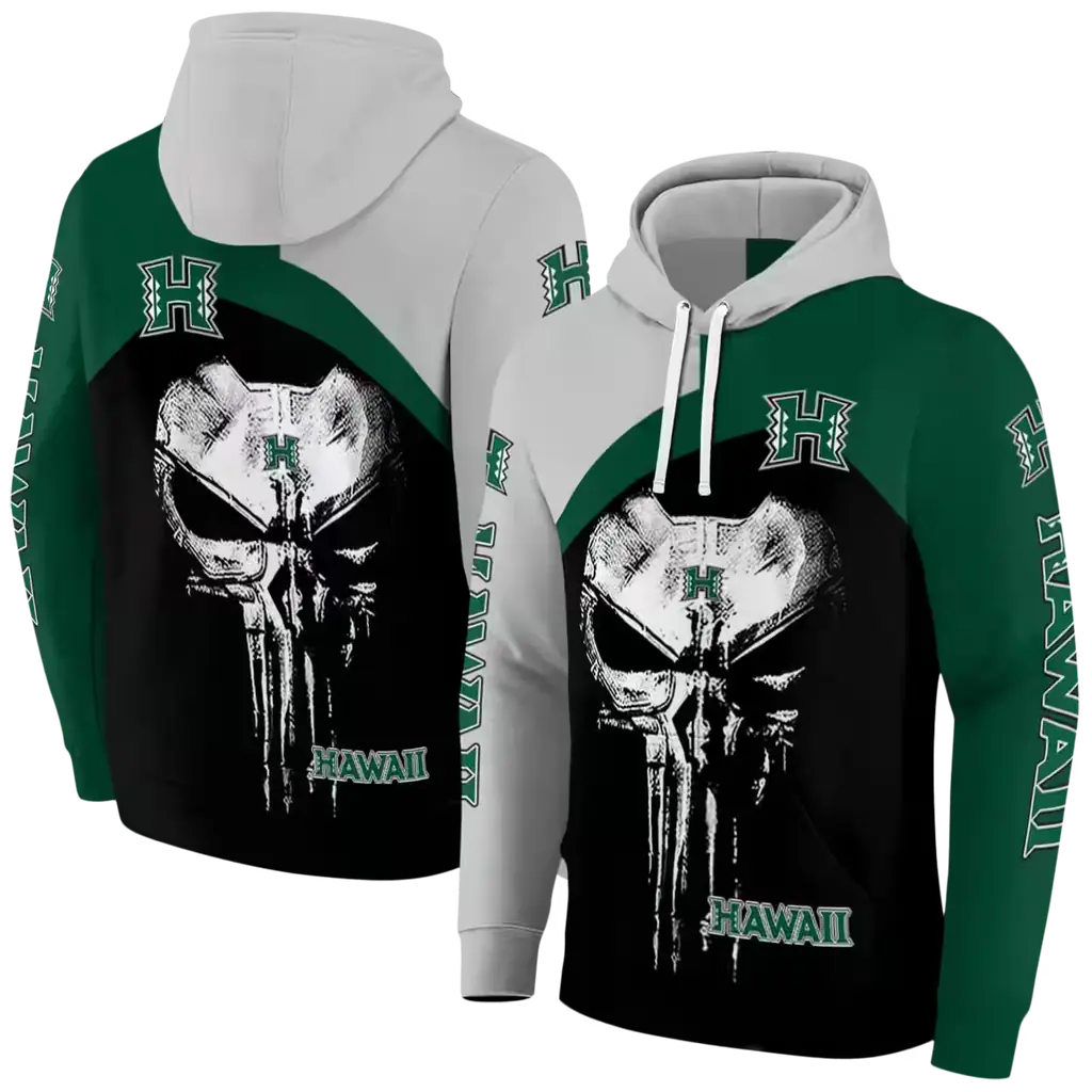 hawaii rainbow warriors skull punisher silver black hoodie fashion forward hawaii rainbow warriors skull punisher silver black hoodie fashion forward