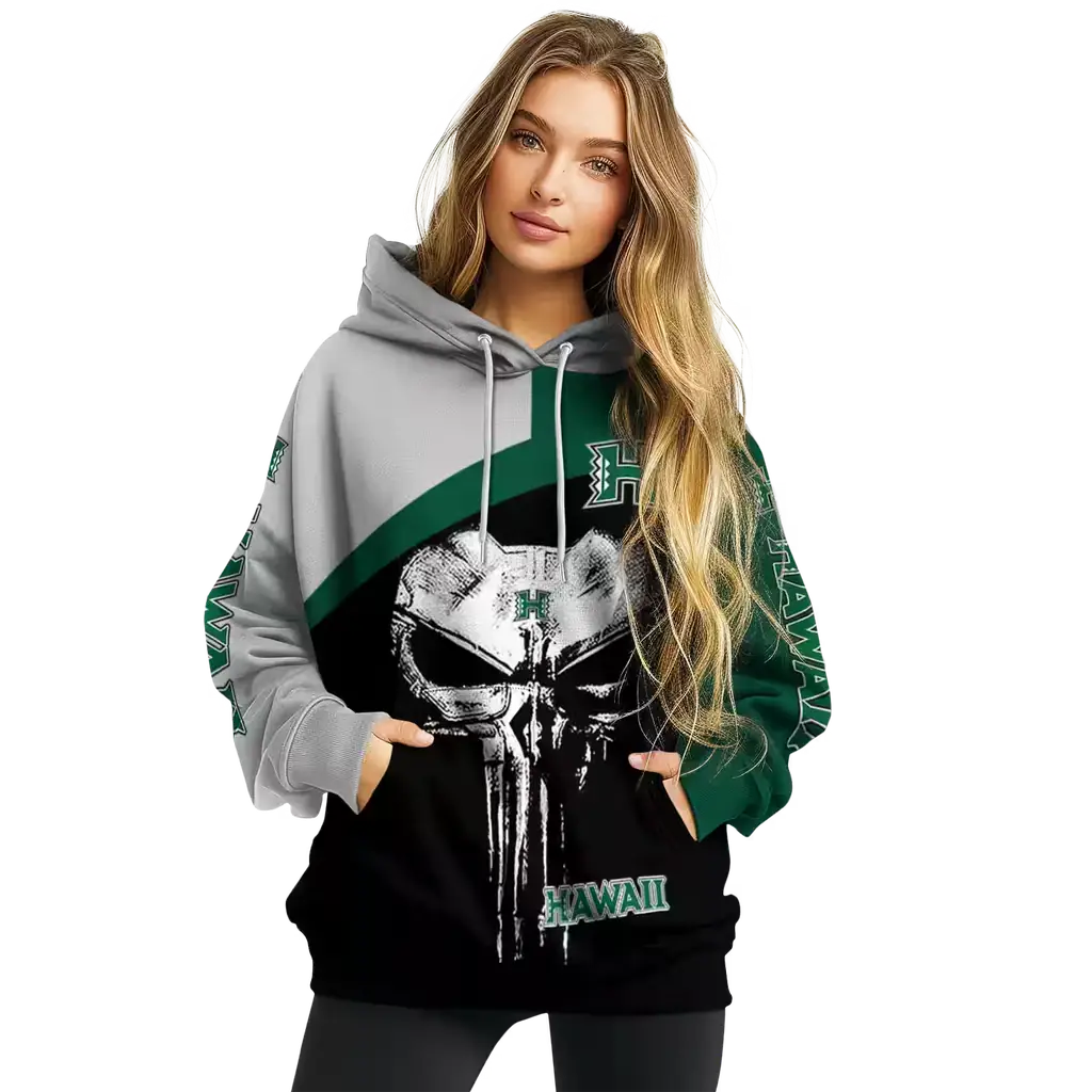 hawaii rainbow warriors skull punisher silver black hoodie high quality hawaii rainbow warriors skull punisher silver black hoodie high quality