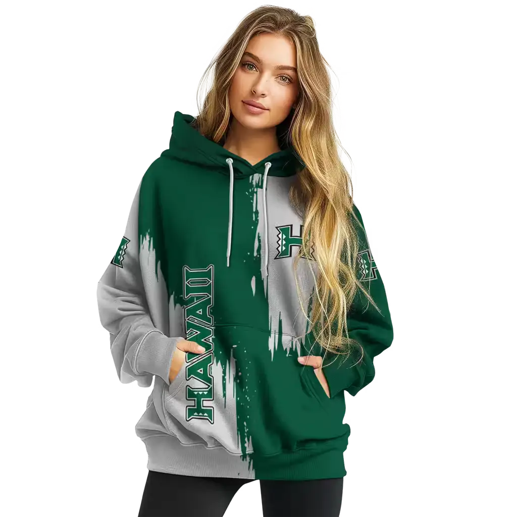 hawaii rainbow warriors splatter effect green hoodie high quality hawaii rainbow warriors splatter effect green hoodie high quality