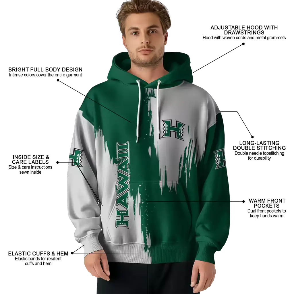 hawaii rainbow warriors splatter effect green hoodie latest model hawaii rainbow warriors splatter effect green hoodie latest model