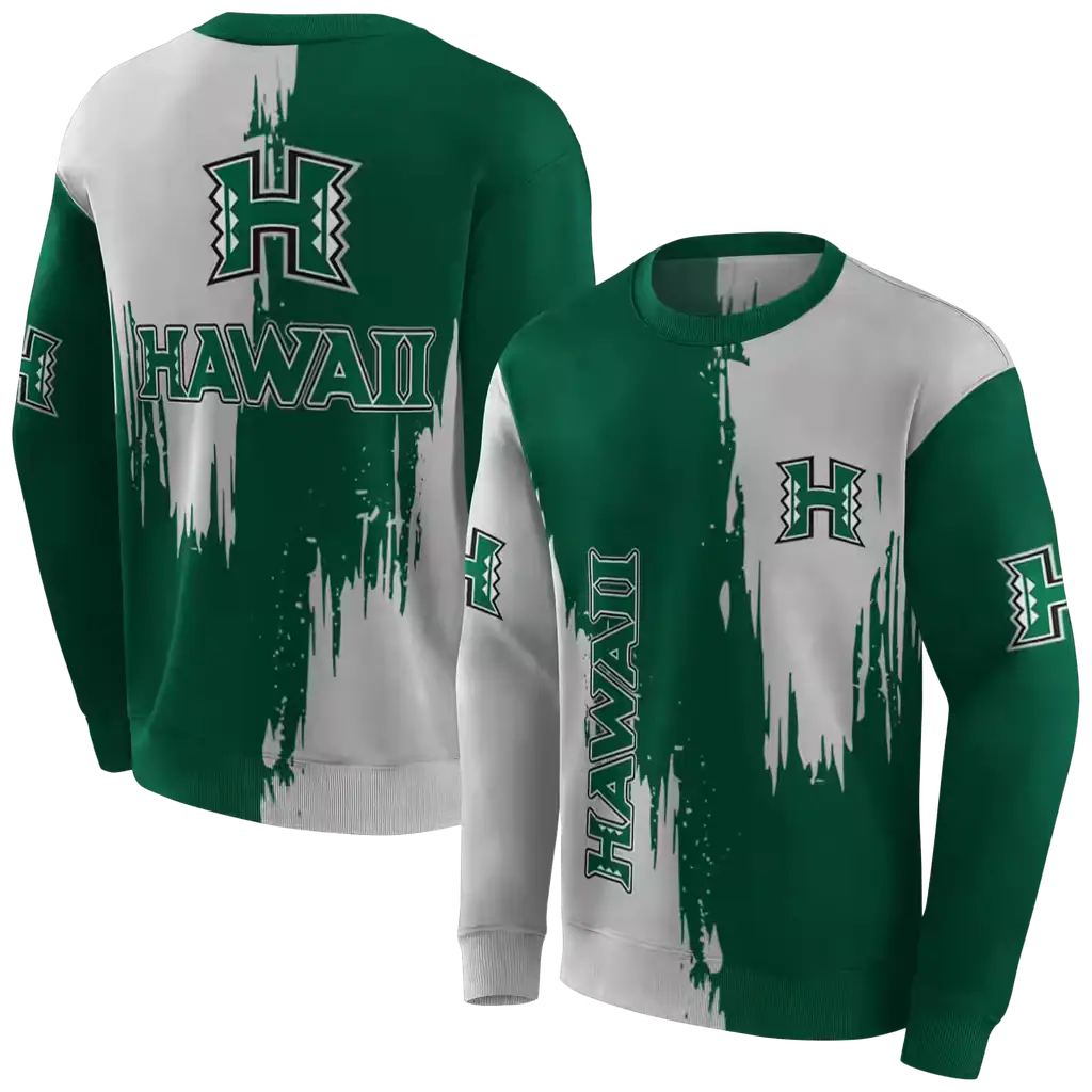 hawaii rainbow warriors splatter effect green hoodie premium grade hawaii rainbow warriors splatter effect green hoodie premium grade