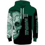 hawaii rainbow warriors sugar skull green black hoodie best selling