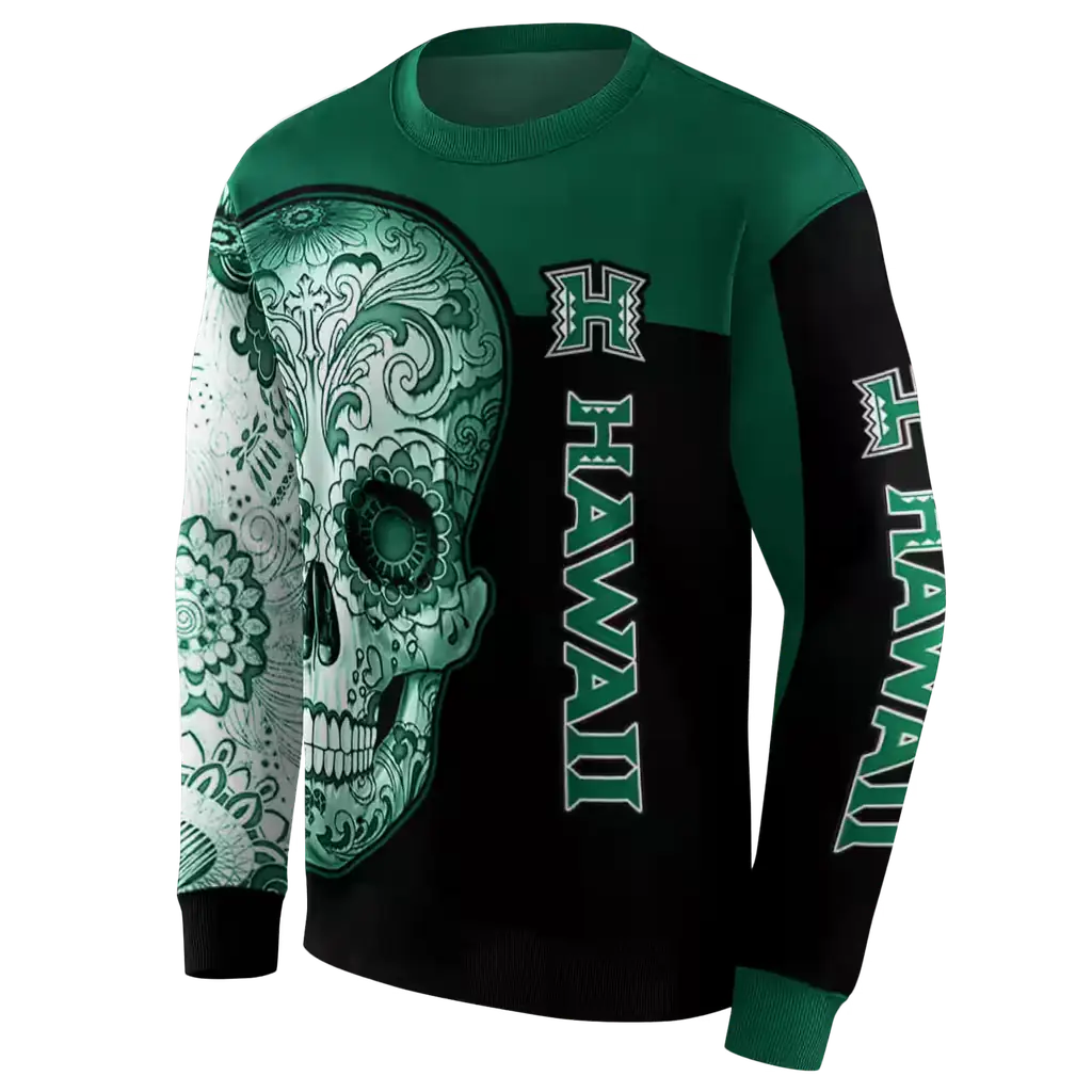 hawaii rainbow warriors sugar skull green black hoodie new arrival hawaii rainbow warriors sugar skull green black hoodie new arrival