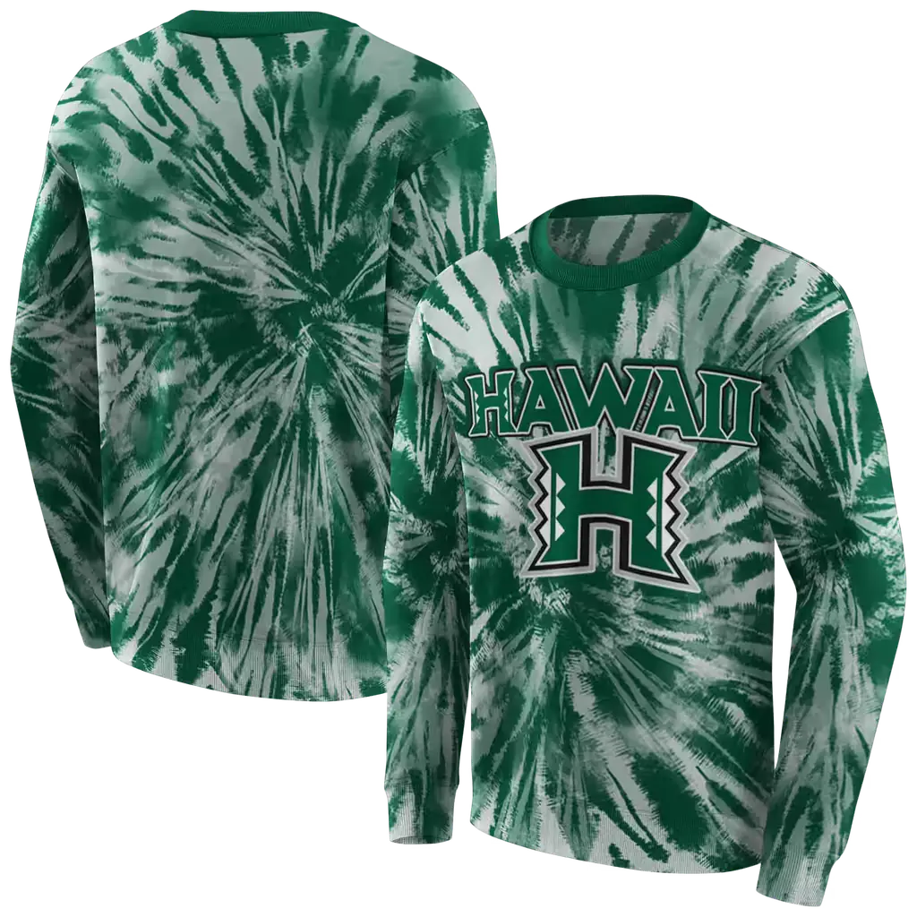 hawaii rainbow warriors tie dye pattern green hoodie premium grade hawaii rainbow warriors tie dye pattern green hoodie premium grade