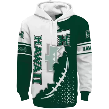 hawaii rainbow warriors triangular pattern green white hoodie best selling