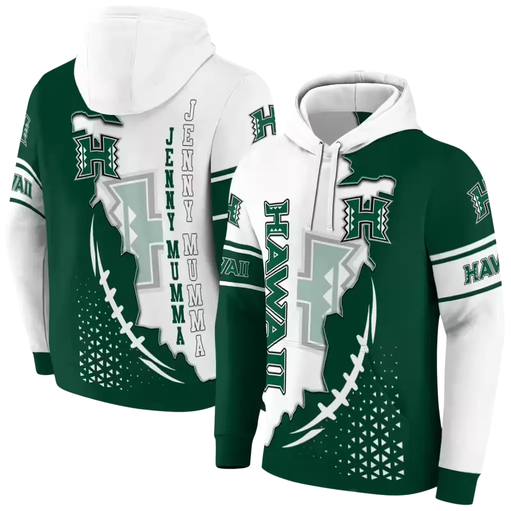 hawaii rainbow warriors triangular pattern green white hoodie fashion forward hawaii rainbow warriors triangular pattern green white hoodie fashion forward