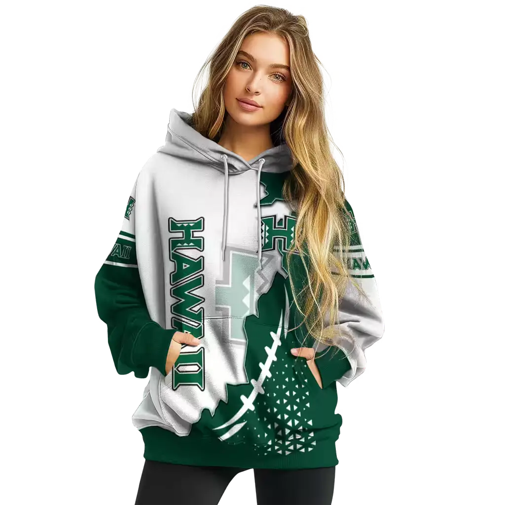 hawaii rainbow warriors triangular pattern green white hoodie high quality hawaii rainbow warriors triangular pattern green white hoodie high quality