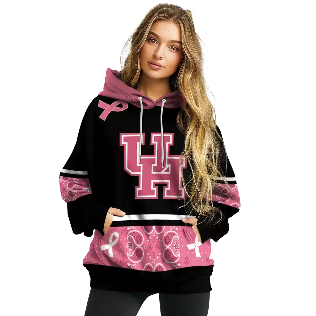 houston cougars awareness ribbon black pink hoodie high quality houston cougars awareness ribbon black pink hoodie high quality