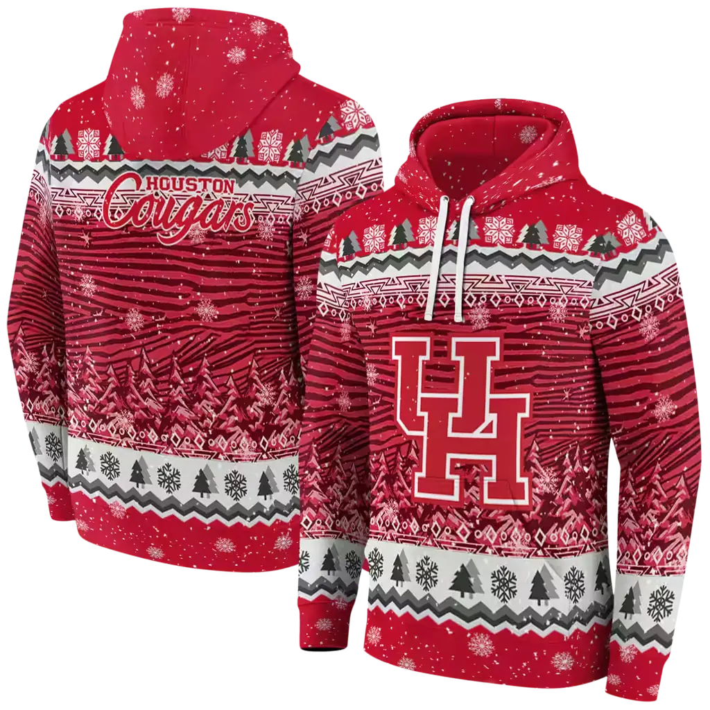 houston cougars christmas trees red hoodie fashion forward houston cougars christmas trees red hoodie fashion forward