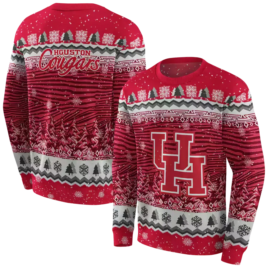 houston cougars christmas trees red hoodie premium grade houston cougars christmas trees red hoodie premium grade