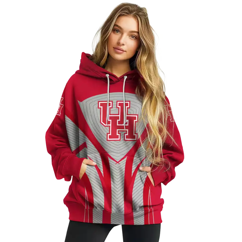 houston cougars concentric lines red black hoodie high quality houston cougars concentric lines red black hoodie high quality