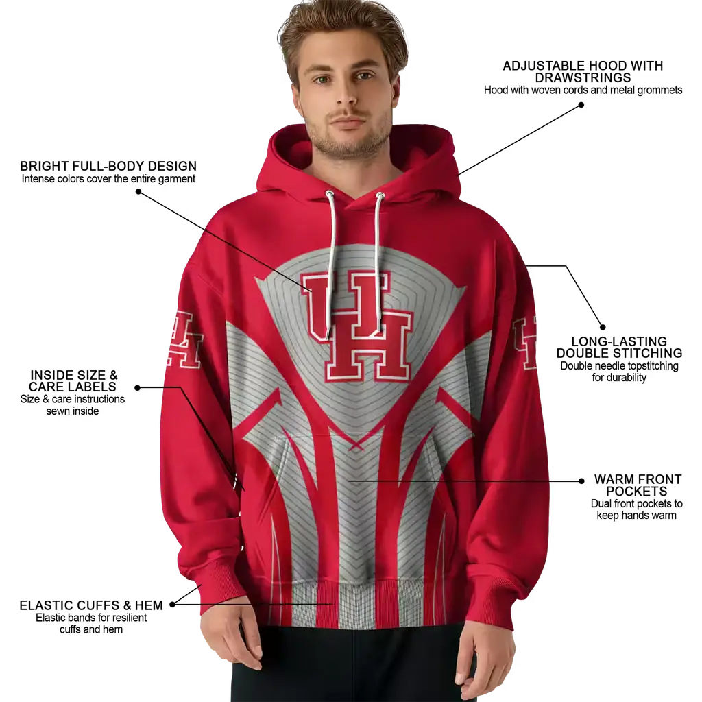 houston cougars concentric lines red black hoodie latest model houston cougars concentric lines red black hoodie latest model