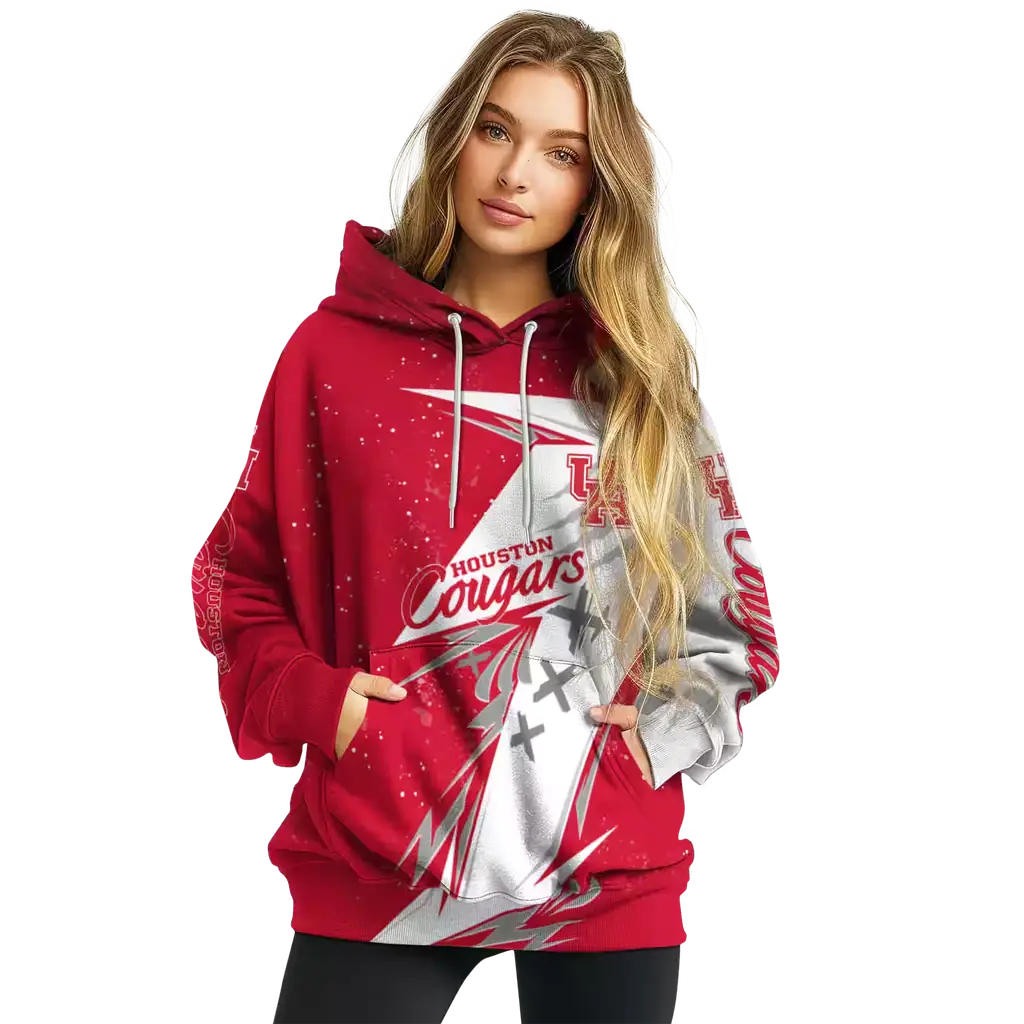 houston cougars dynamic slash red white hoodie high quality houston cougars dynamic slash red white hoodie high quality