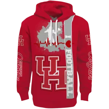 houston cougars football heartbeat red hoodie best selling