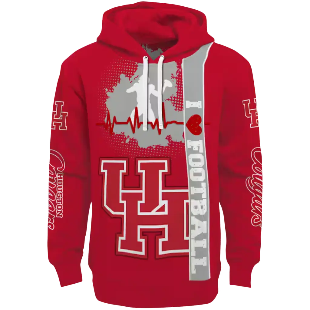 houston cougars football heartbeat red hoodie best selling houston cougars football heartbeat red hoodie best selling