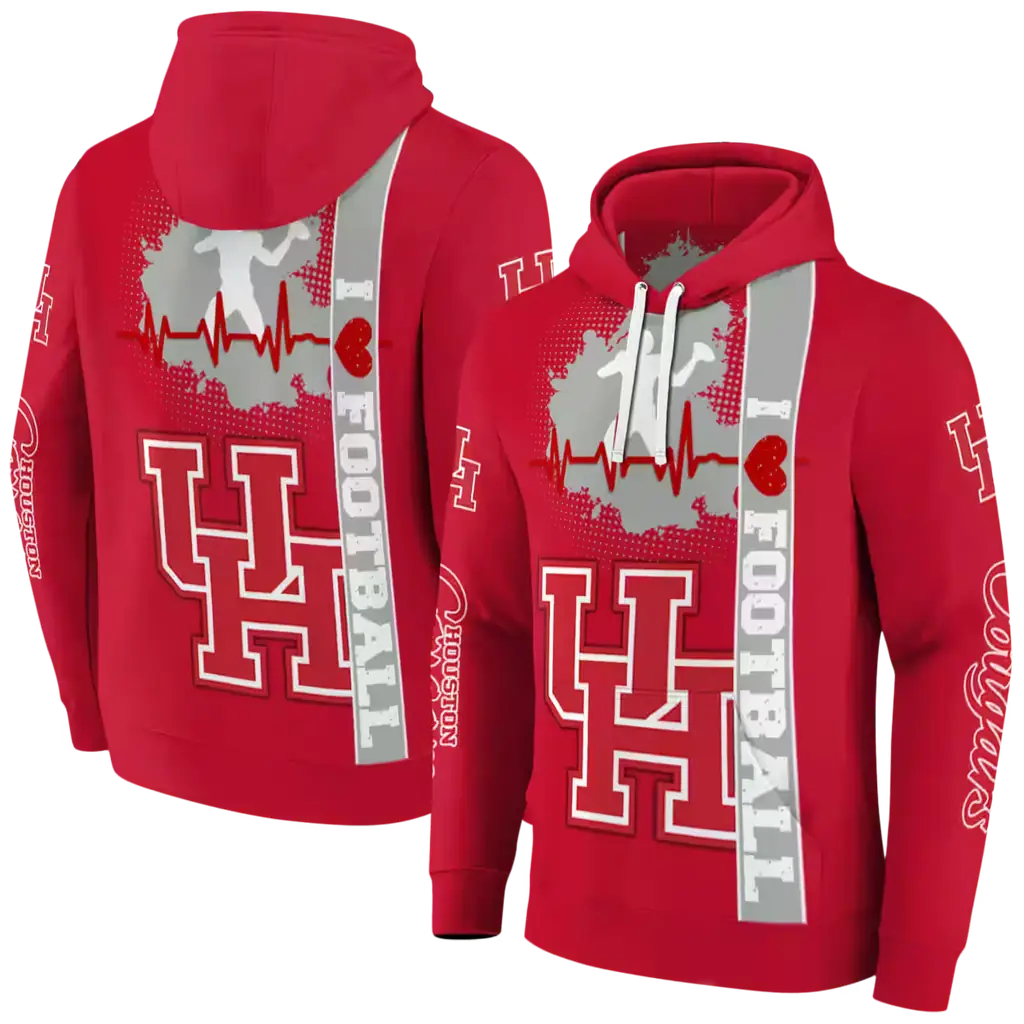 houston cougars football heartbeat red hoodie fashion forward houston cougars football heartbeat red hoodie fashion forward