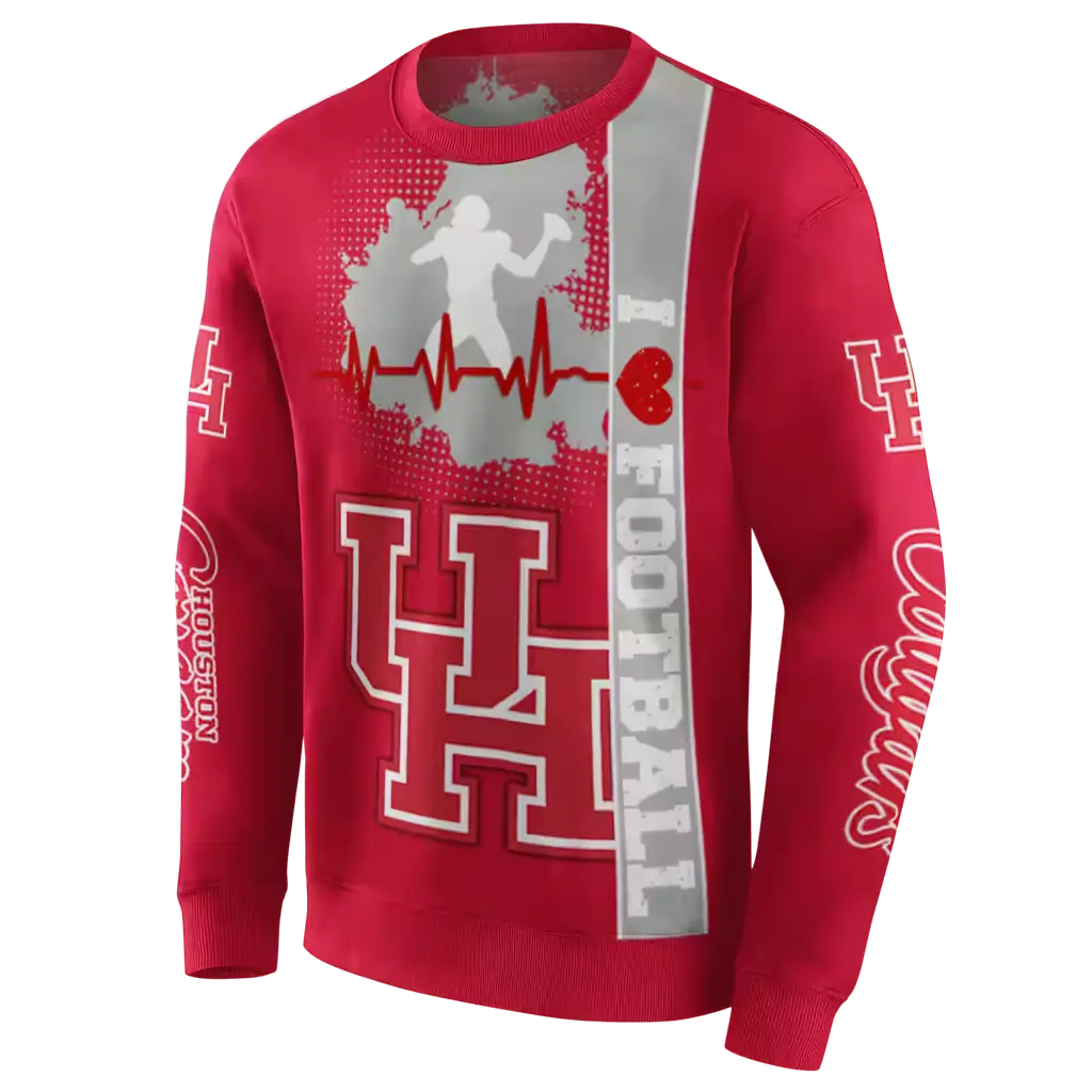 houston cougars football heartbeat red hoodie new arrival houston cougars football heartbeat red hoodie new arrival