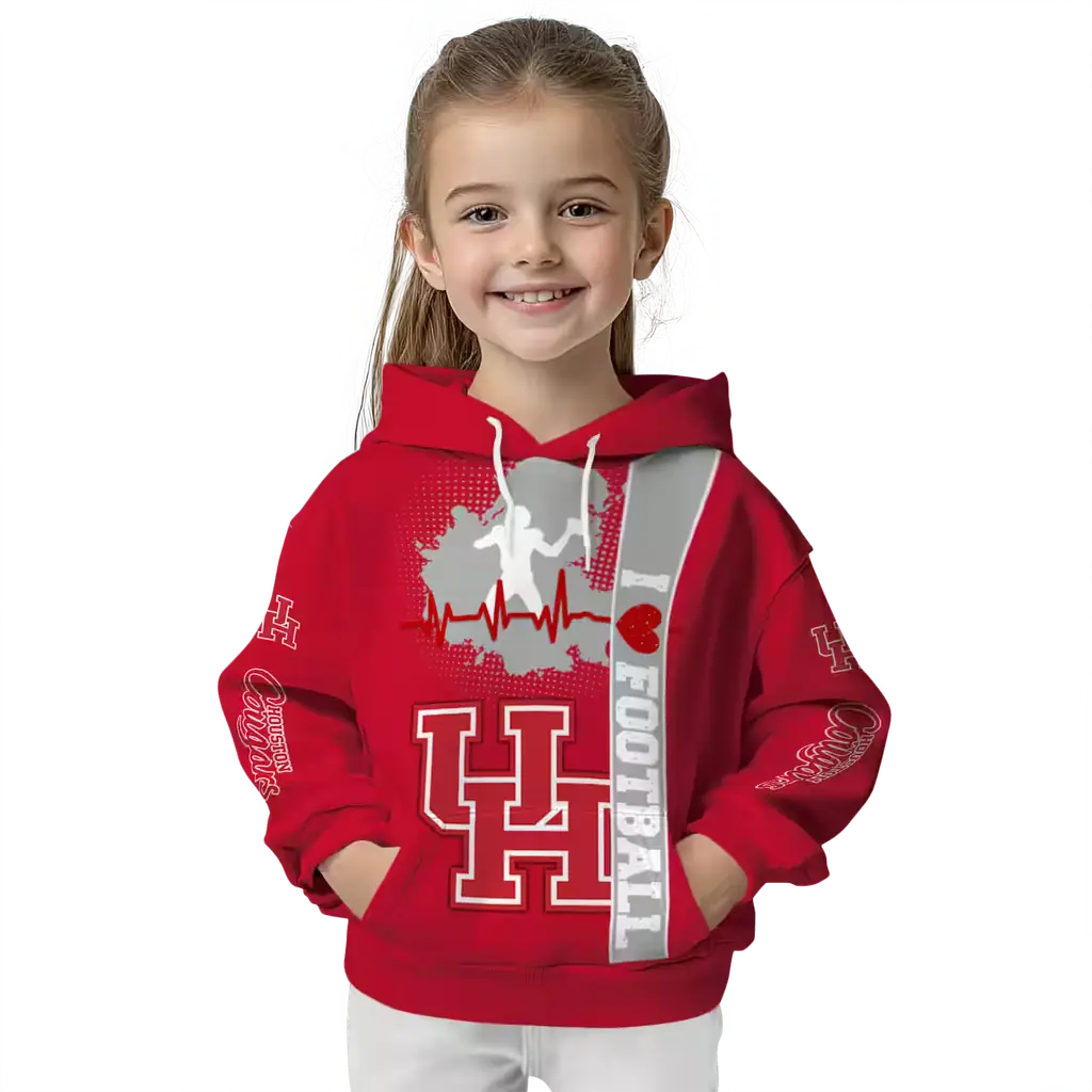 houston cougars football heartbeat red hoodie top rated houston cougars football heartbeat red hoodie top rated