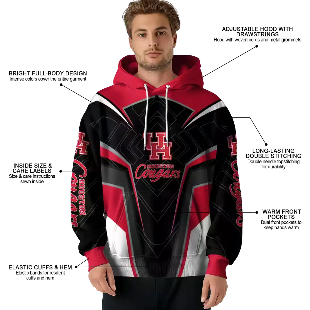 houston cougars futuristic pattern red black hoodie latest model houston cougars futuristic pattern red black hoodie latest model