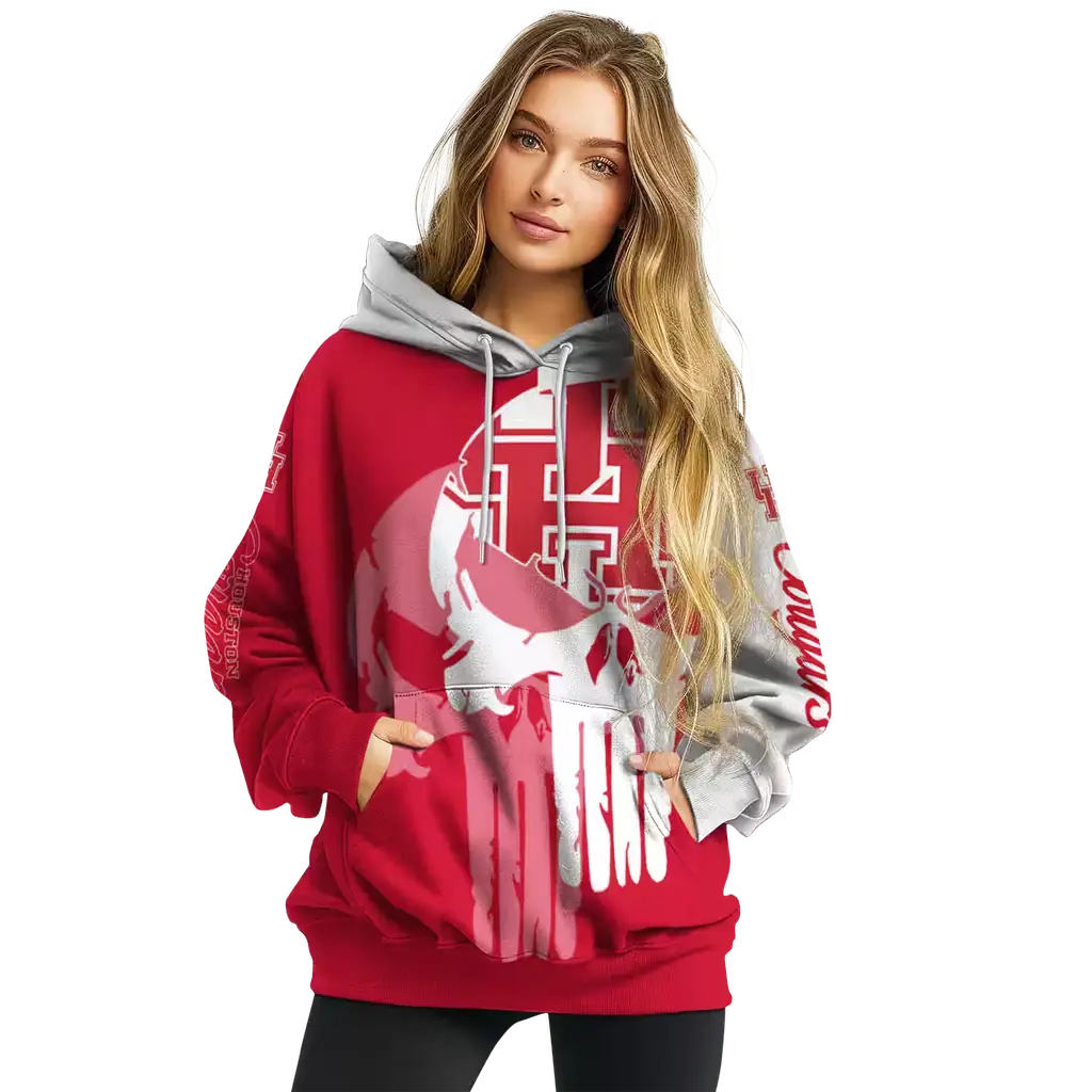 houston cougars graphic punisher red white hoodie high quality houston cougars graphic punisher red white hoodie high quality