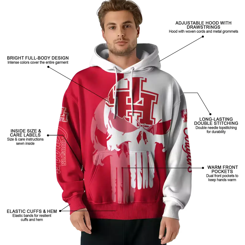 houston cougars graphic punisher red white hoodie latest model houston cougars graphic punisher red white hoodie latest model