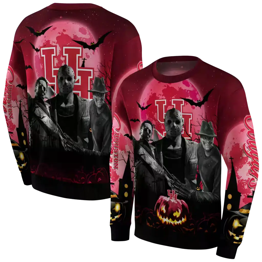 houston cougars halloween vibes red black hoodie premium grade houston cougars halloween vibes red black hoodie premium grade