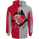 houston cougars heartbeat graphic red hoodie best selling