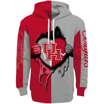 houston cougars heartbeat graphic red hoodie best selling