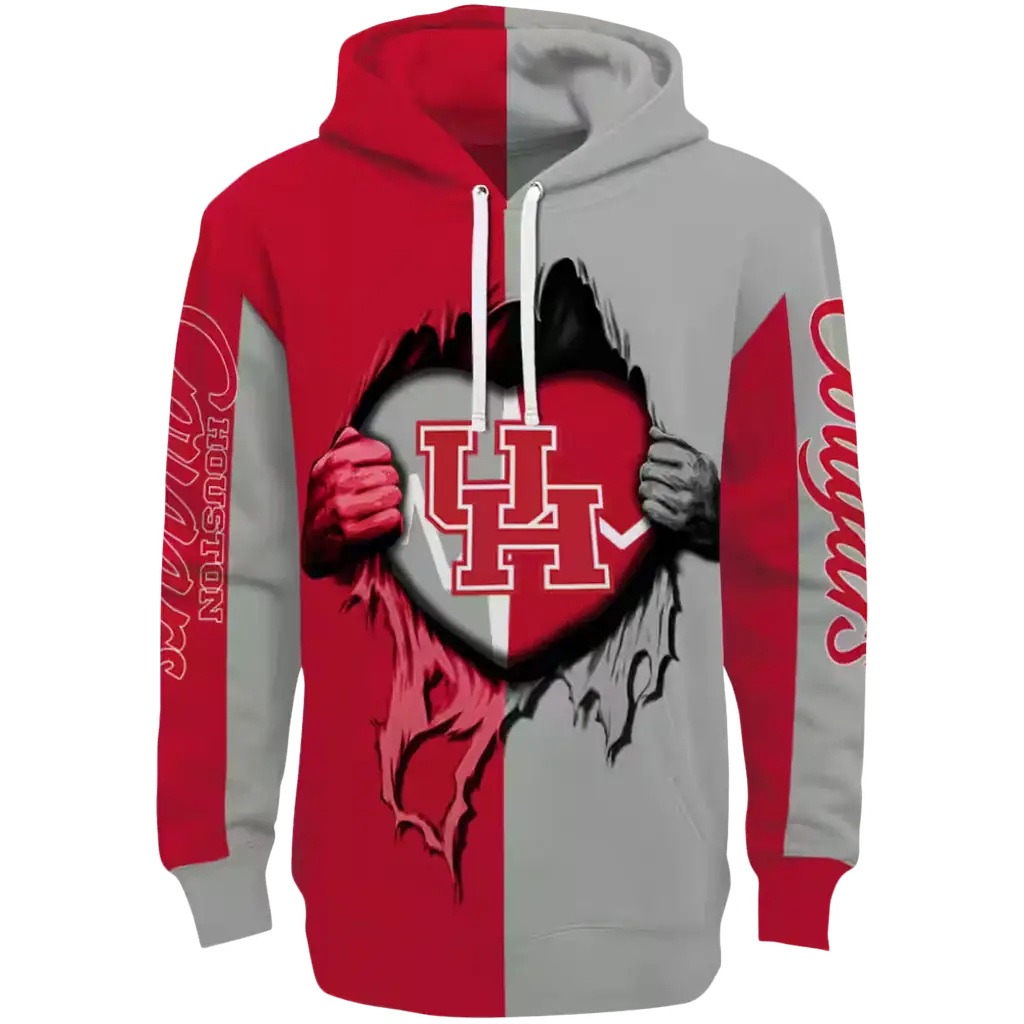 houston cougars heartbeat graphic red hoodie best selling houston cougars heartbeat graphic red hoodie best selling