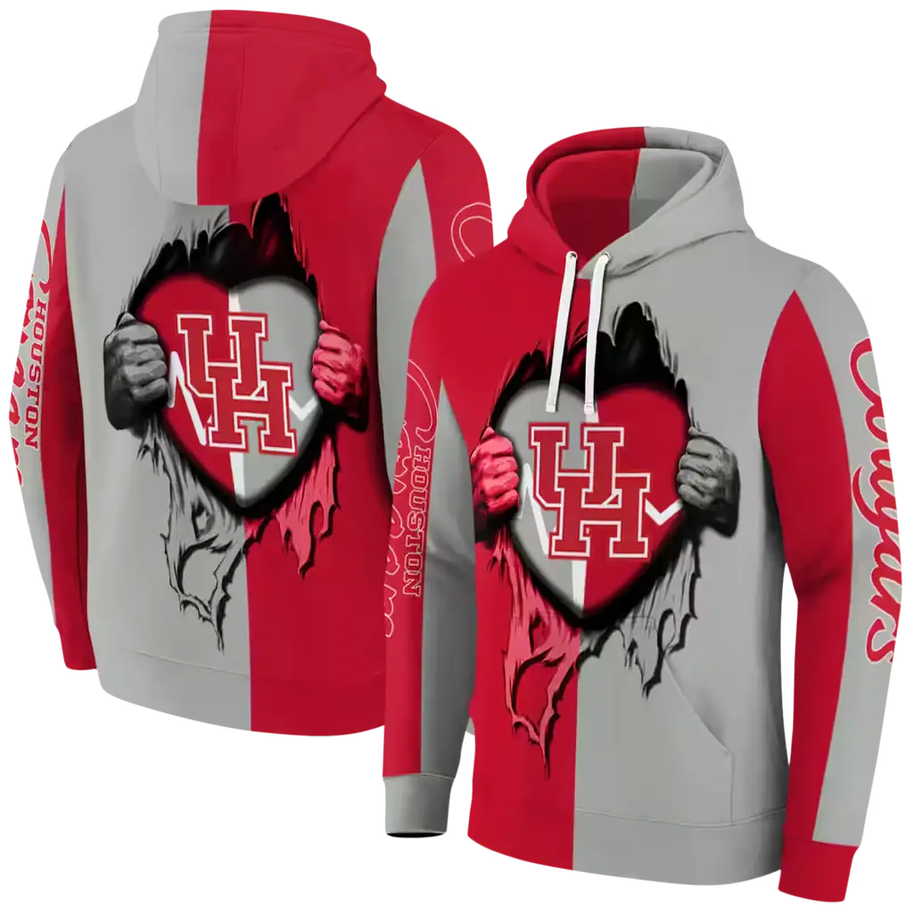 houston cougars heartbeat graphic red hoodie fashion forward houston cougars heartbeat graphic red hoodie fashion forward