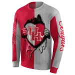 houston cougars heartbeat graphic red hoodie best selling