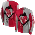 houston cougars heartbeat graphic red hoodie best selling